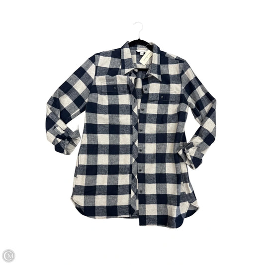 Jacket Shirt By L.l. Bean In Blue & Cream, Size: L