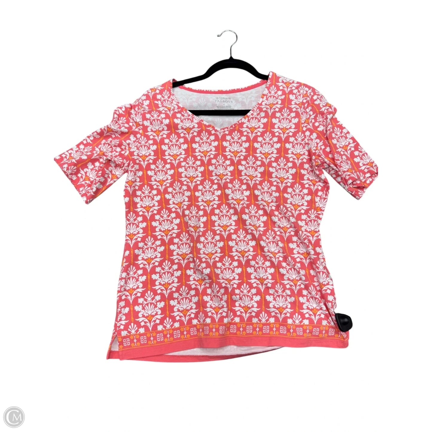 Top Short Sleeve By Talbots In Pink & White, Size: M