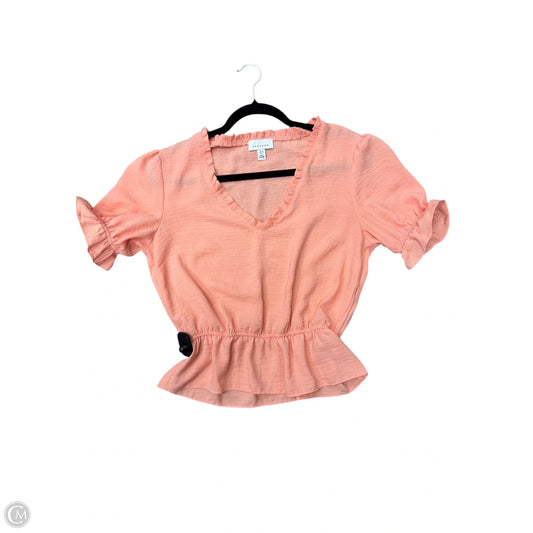 Blouse Short Sleeve By Topshop In Peach, Size: M