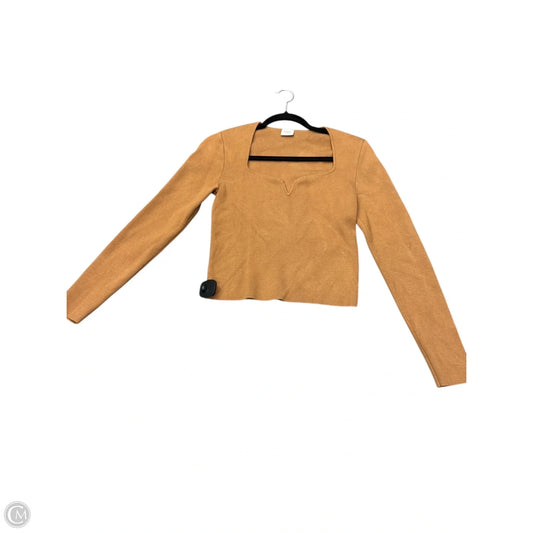 Top Long Sleeve By Abercrombie And Fitch In Tan, Size: M