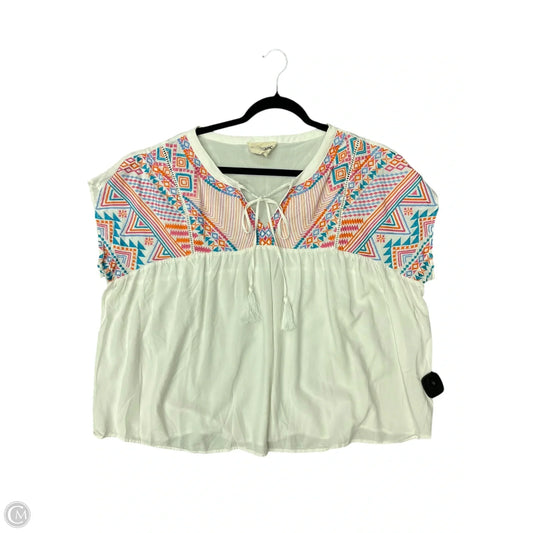 Blouse Short Sleeve By Savanna Jane In White, Size: 3x