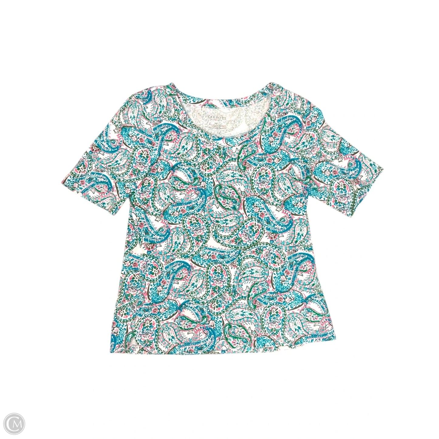 Top Short Sleeve By Talbots In Paisley Print, Size: Mp