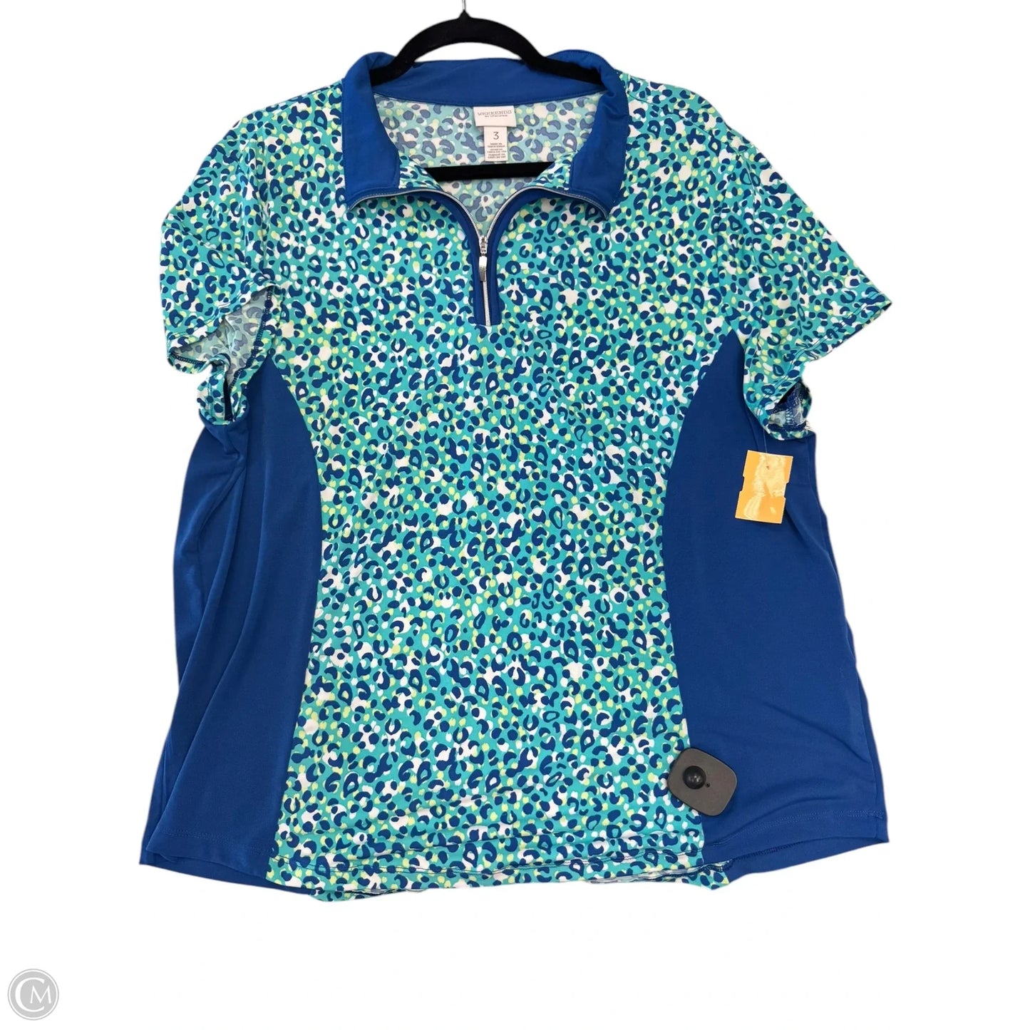 Athletic Top Short Sleeve By Chicos In Blue & Green, Size: Xl