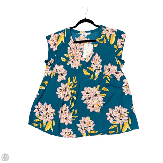 Blouse Short Sleeve By Dr2 In Teal, Size: 1x