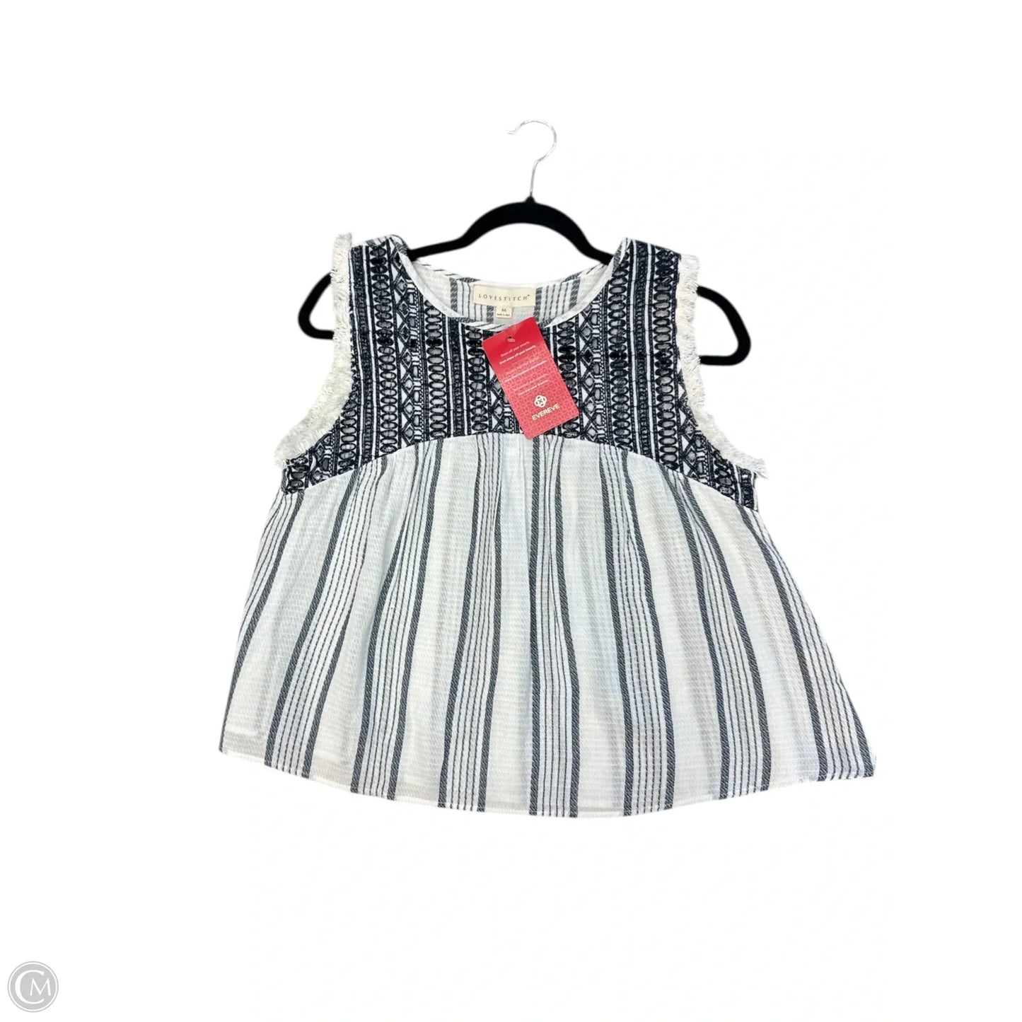 Top Sleeveless By Lovestitch In Blue & White, Size: M