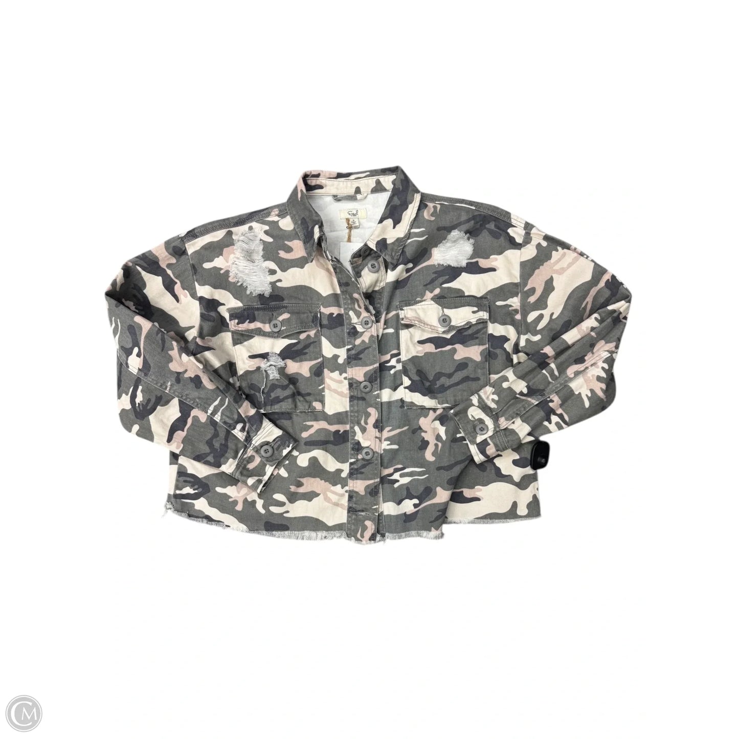 Jacket Denim By Easel In Camouflage Print, Size: S