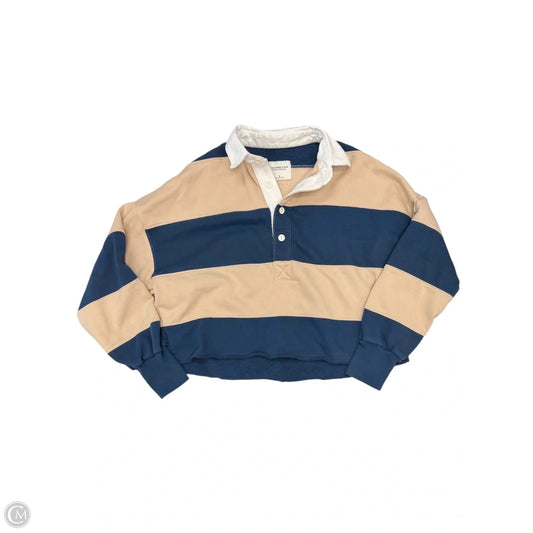 Sweatshirt Collar By Abercrombie And Fitch In Blue & Cream, Size: S