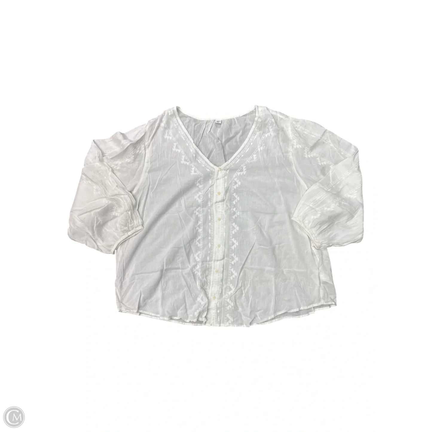 Top 3/4 Sleeve Basic By Old Navy In White, Size: 1x