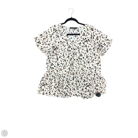 Top Short Sleeve By Doe & Rae In Cream, Size: L