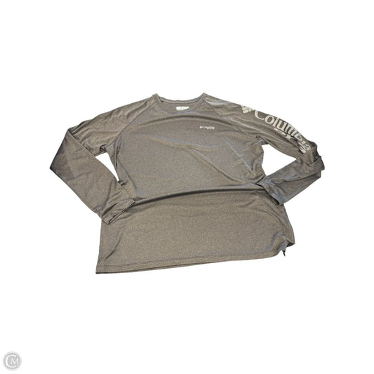 Athletic Top Long Sleeve Collar By Columbia In Grey, Size: 1x