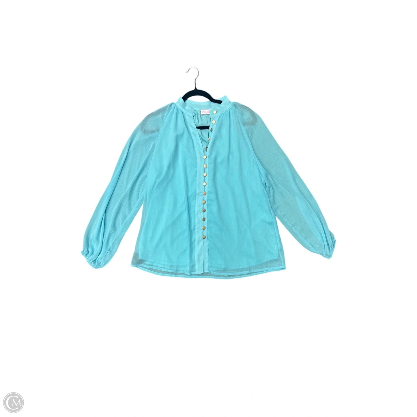 Blouse Long Sleeve By Pink Lily In Aqua, Size: M