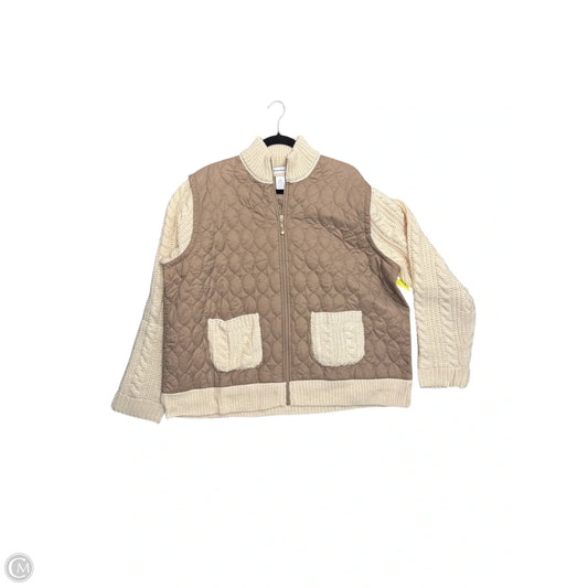 Jacket Fleece By Alfred Dunner In Tan & White, Size: 2x