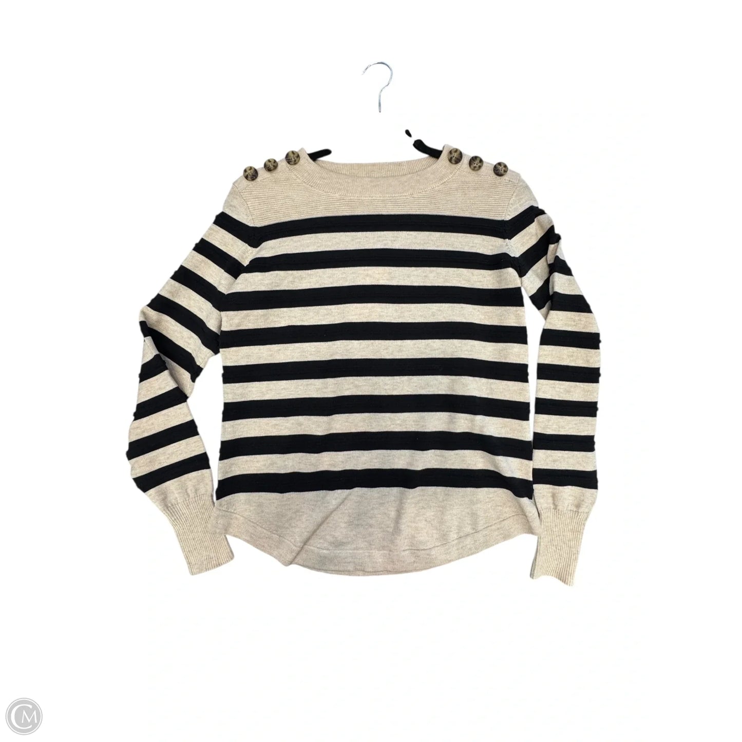 Top Long Sleeve By Liz Claiborne In Black & Cream, Size: Xs