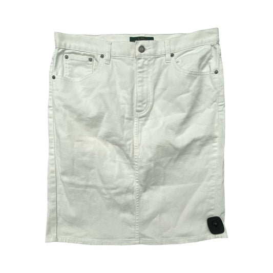 Skirt Midi By Lauren By Ralph Lauren In White Denim, Size:12