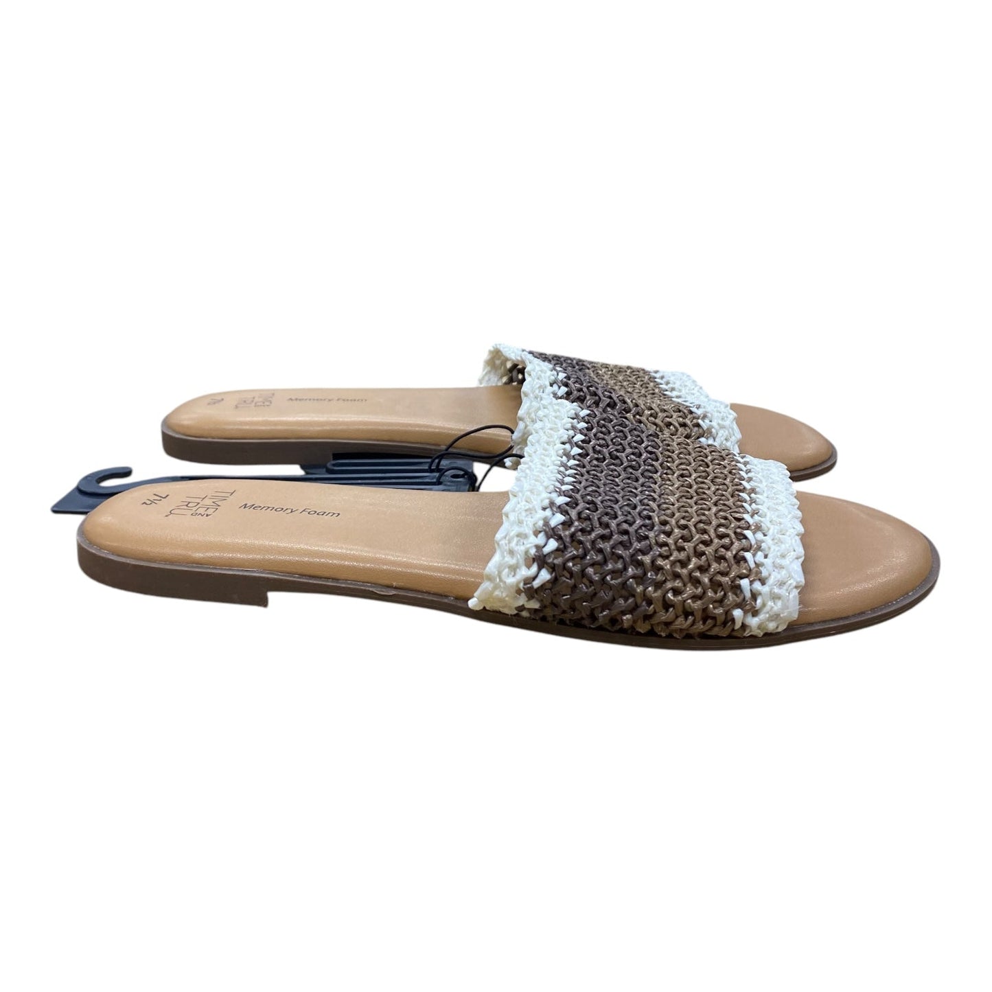 Sandals Flats By Time And Tru In Brown, Size:7.5