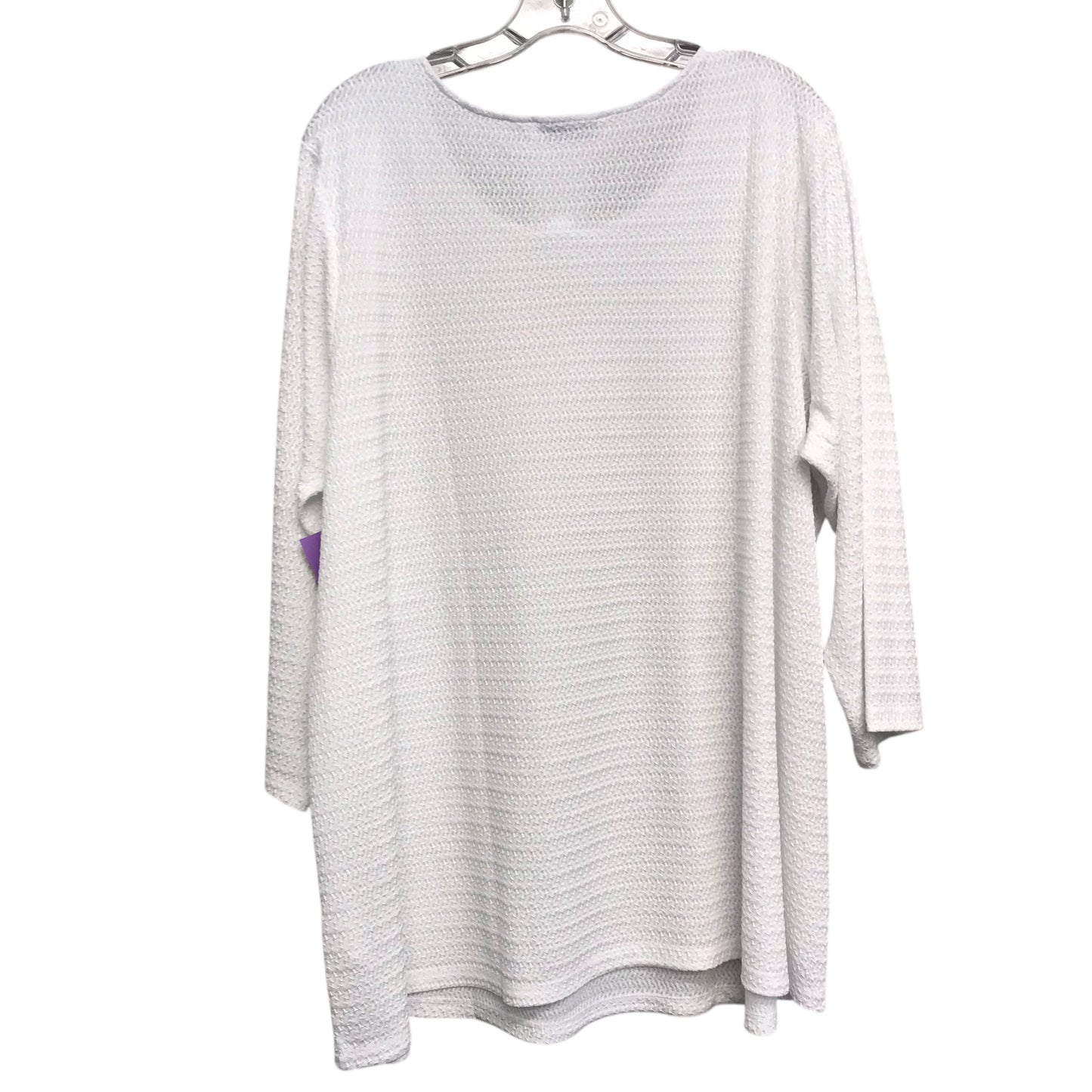 Top 3/4 Sleeve By Susan Graver In White, Size:3X