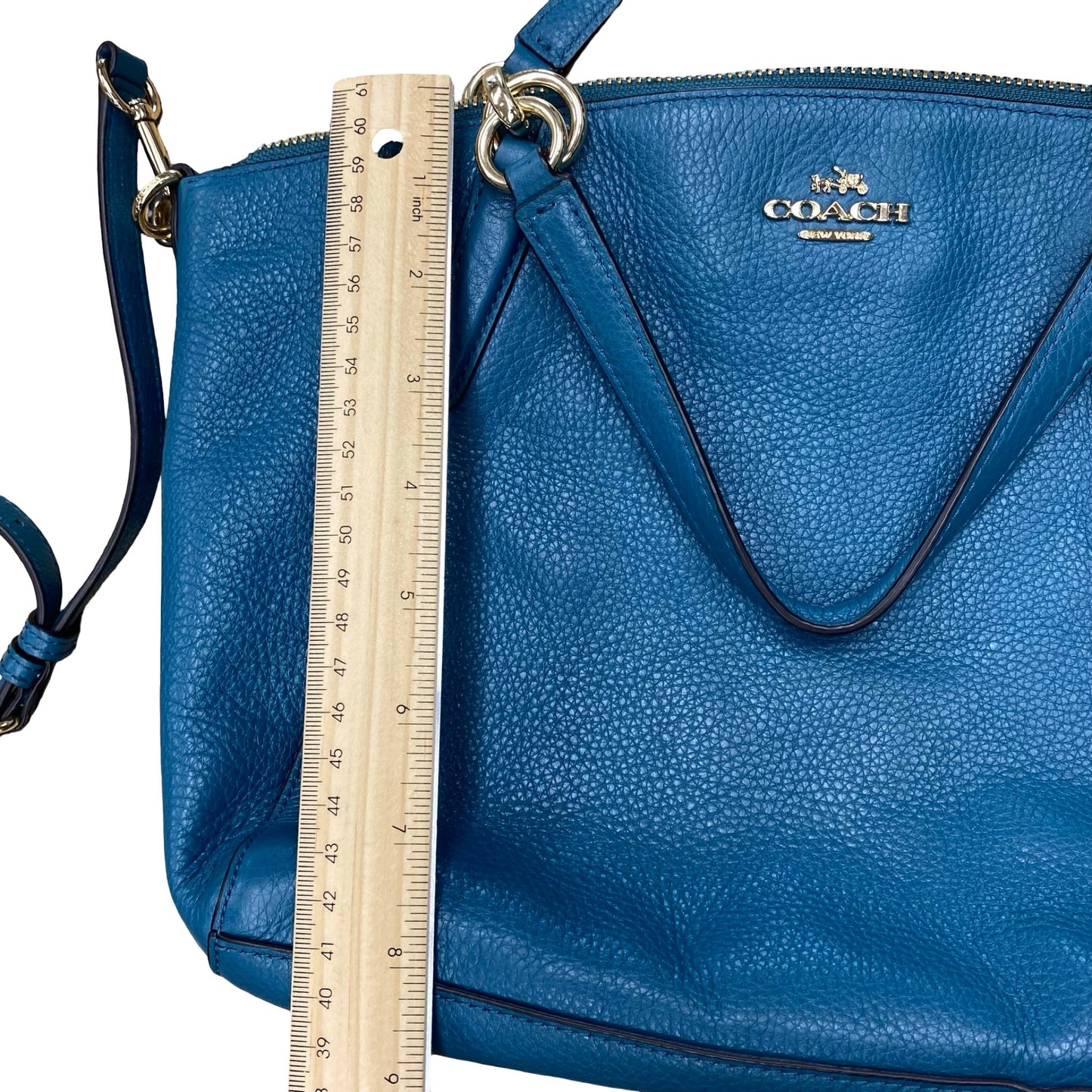Handbag Designer By Coach In Teal, Size:Medium