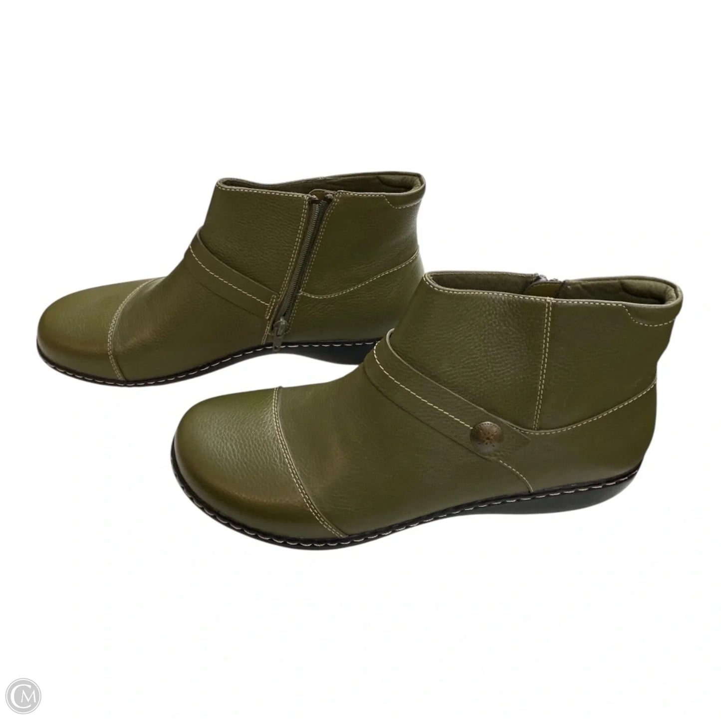 Boots Ankle Flats By Clarks In Green, Size: 12