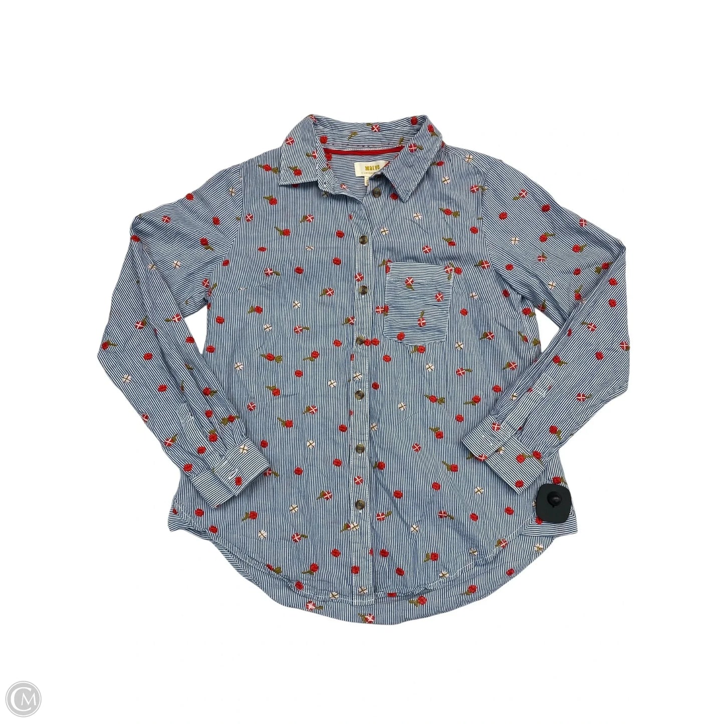 Top Long Sleeve By Maeve In Striped Pattern, Size: 2