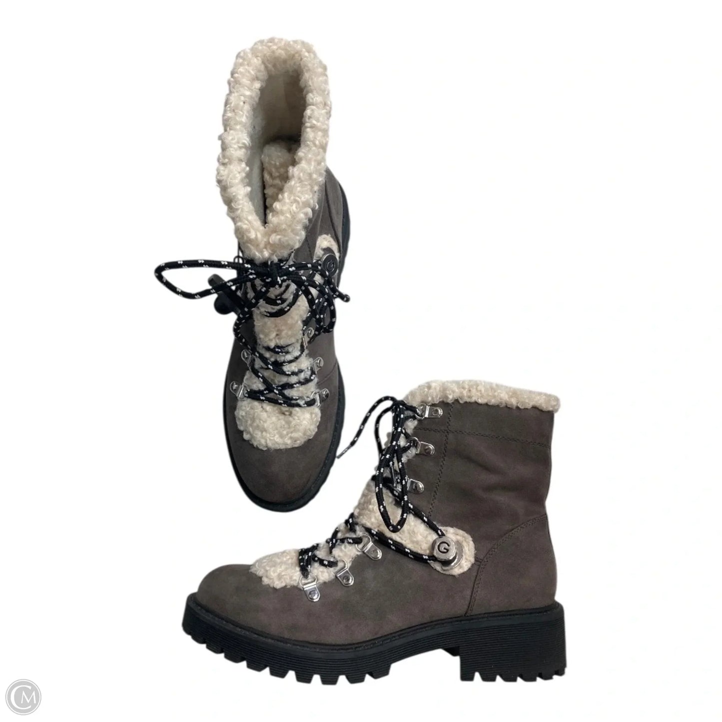 Boots Ankle Heels By Guess In Cream & Grey, Size: 9