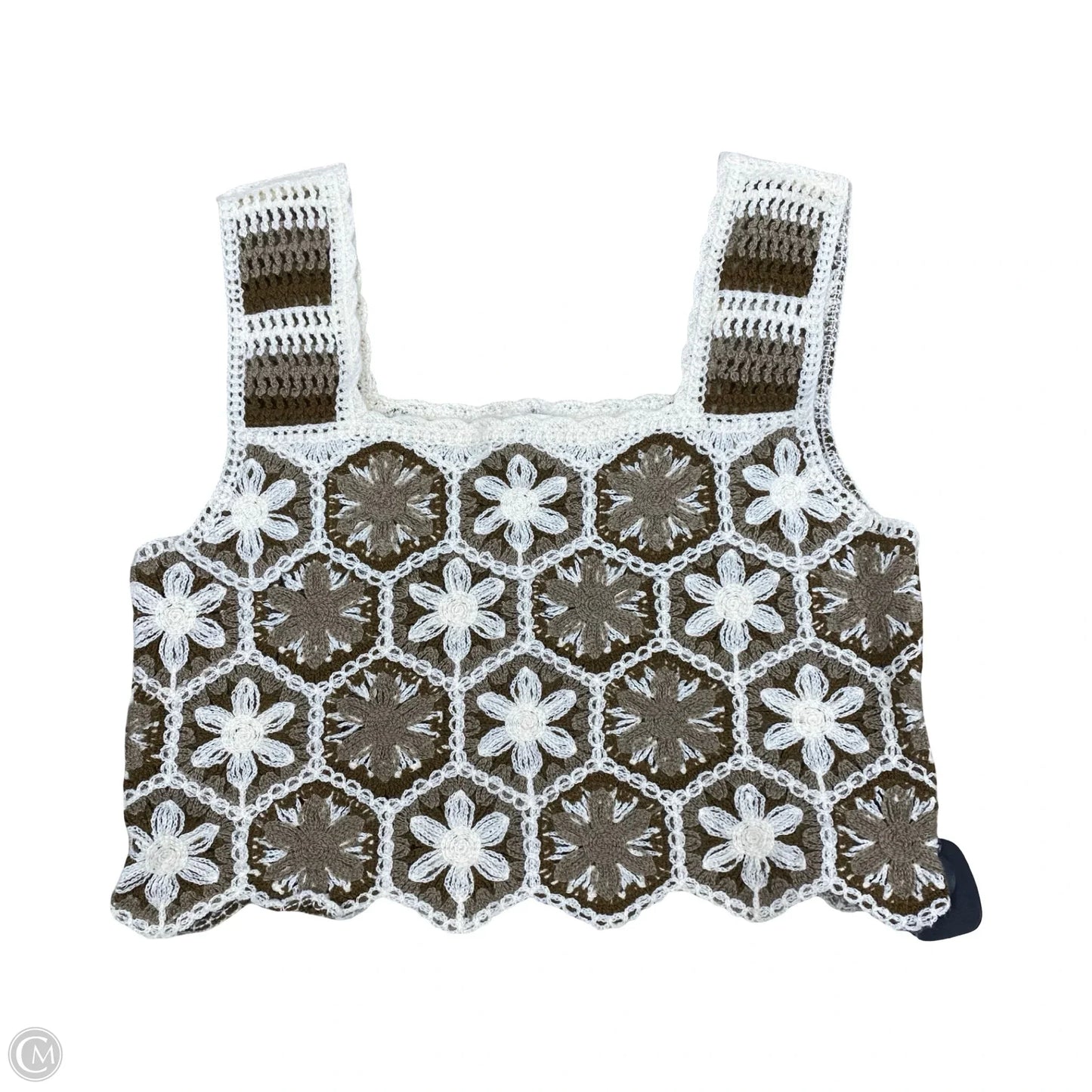 Top Sleeveless By Rebellion In Brown & White, Size: S