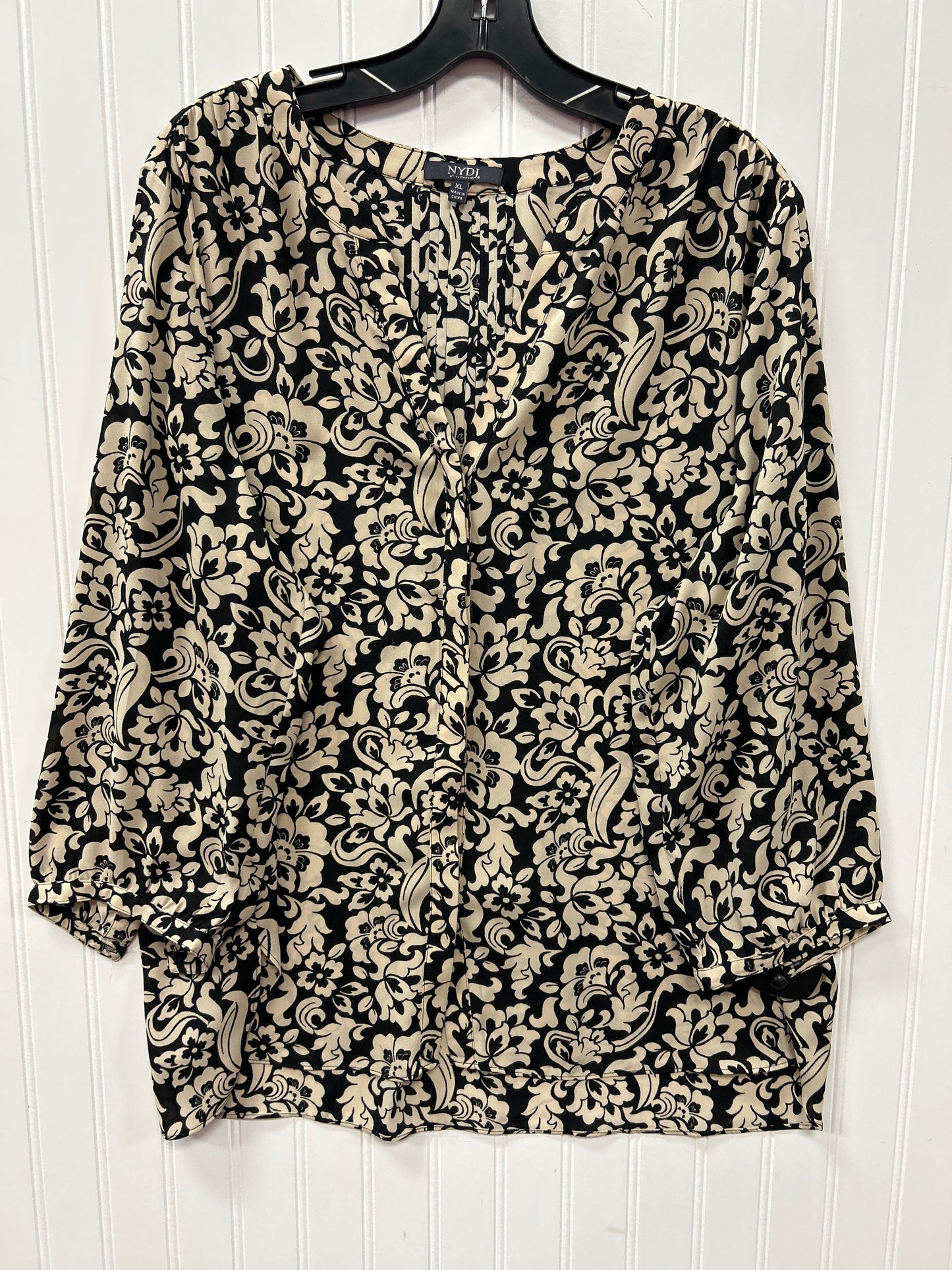 Blouse Ls By Not Your Daughters Jeans In Black & Cream, Size:Xl