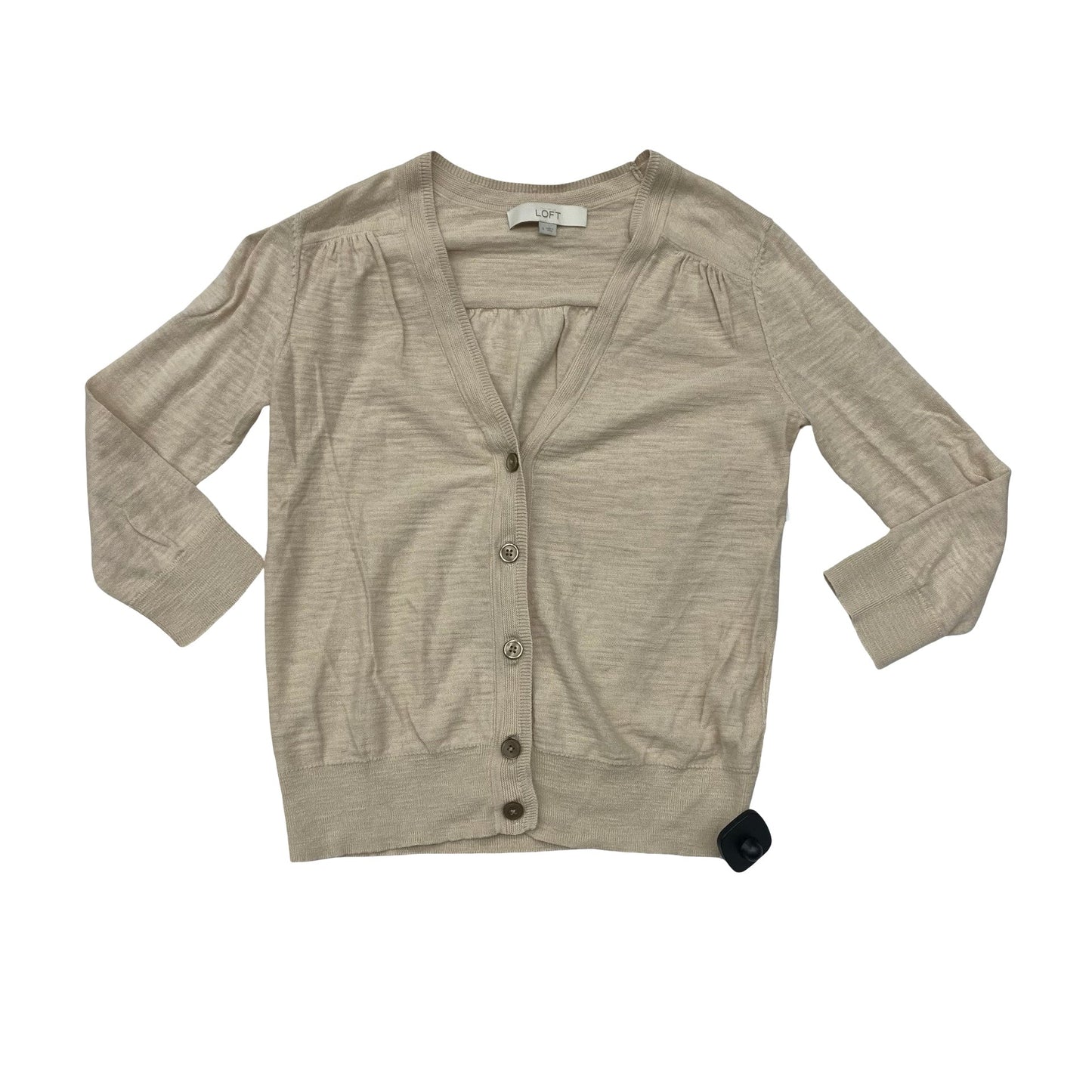 Sweater Cardigan By Loft In Beige, Size:S