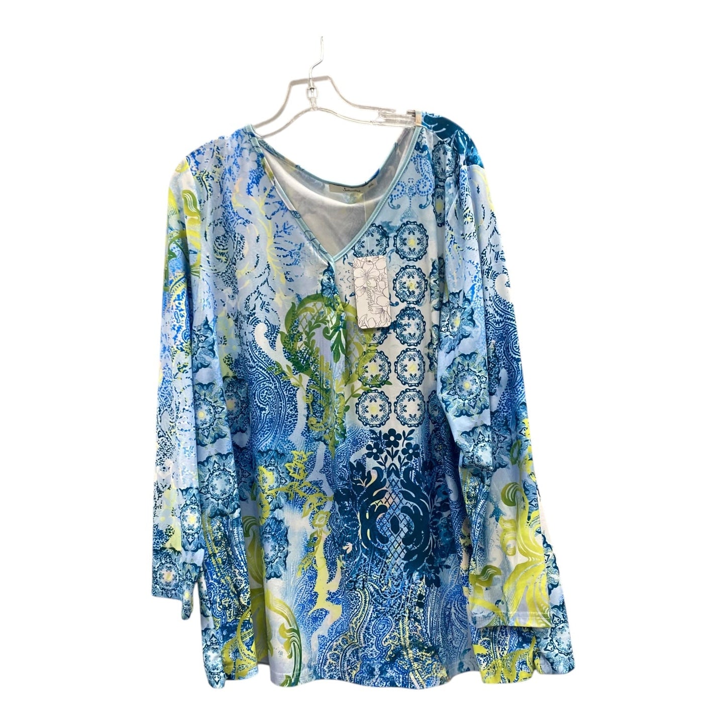 Top Ls By Sakurafia In Blue & Green, Size:3X