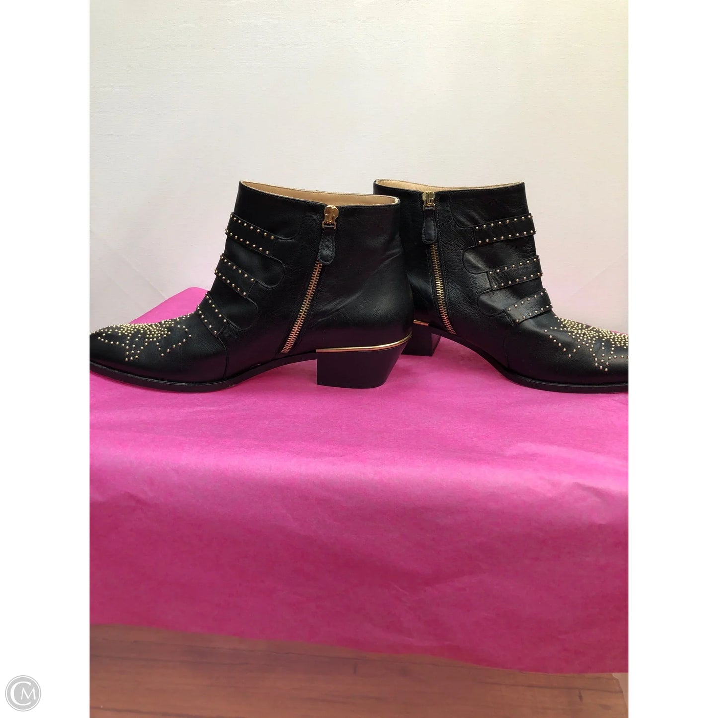 Boots Luxury Designer By Chloe In Black, Size: 9.5