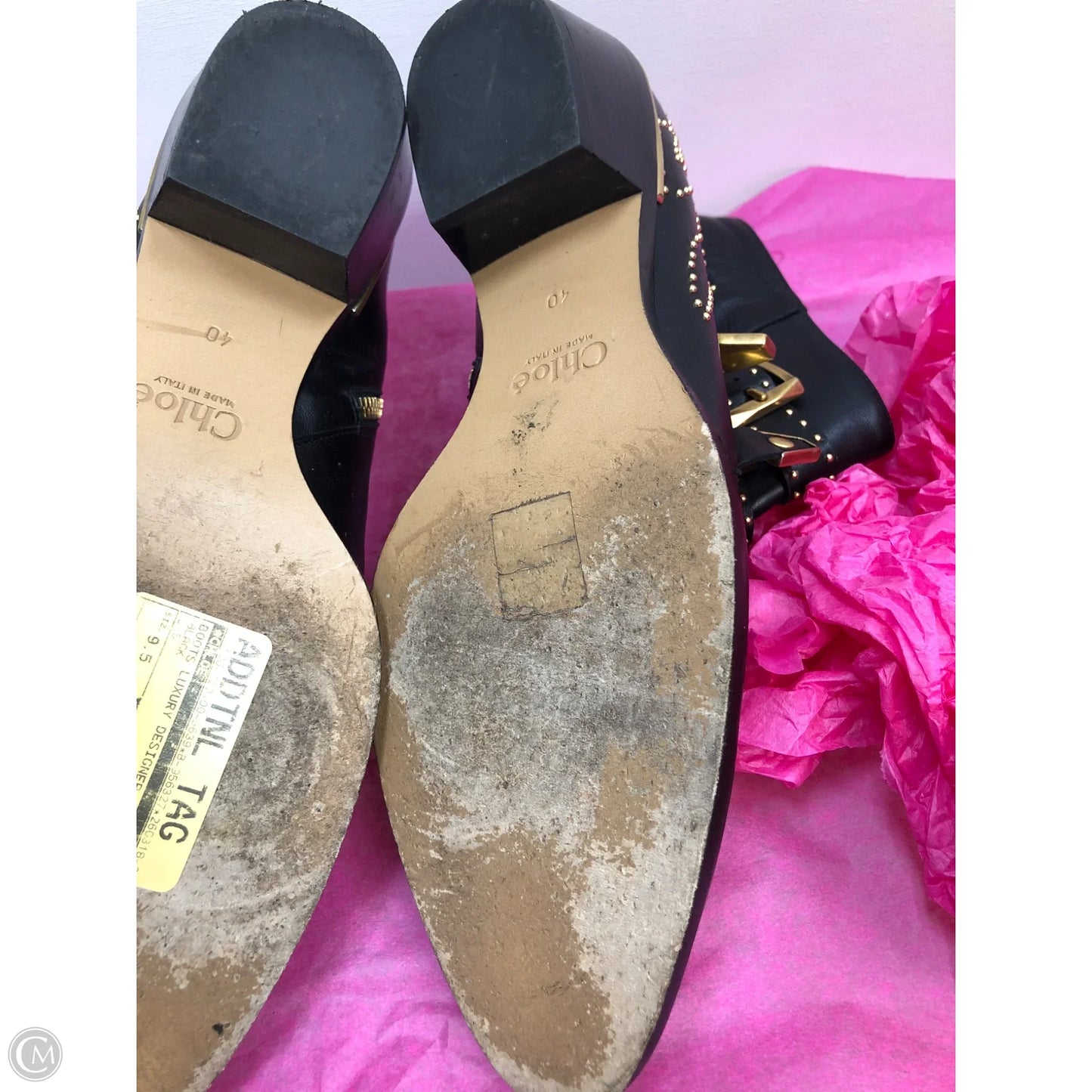 Boots Luxury Designer By Chloe In Black, Size: 9.5