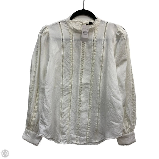 Blouse Long Sleeve By Ann Taylor In White, Size: S