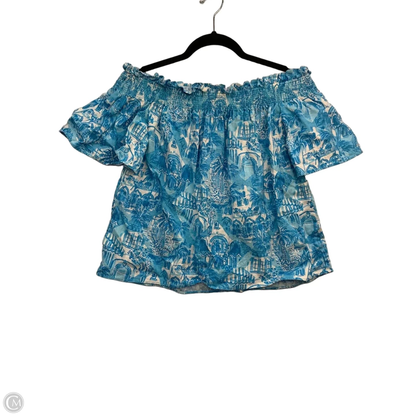 Top Short Sleeve Designer By Lilly Pulitzer In Blue, Size: S