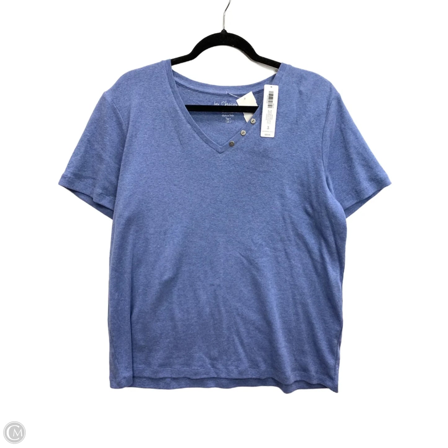 Top Short Sleeve By Chicos In Blue, Size: 3x
