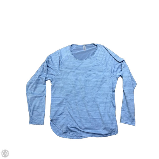 Athletic Top Long Sleeve Collar By Vively In Blue, Size: Xl