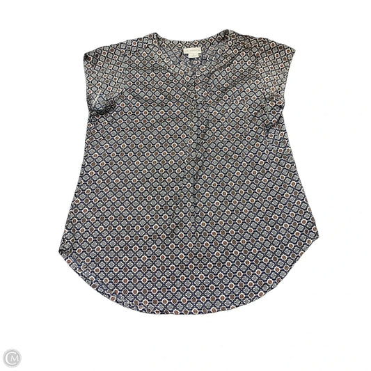 Blouse Short Sleeve By Liz Claiborne In Blue & Orange, Size: S