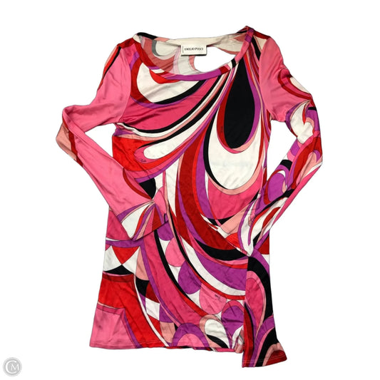 Top Long Sleeve Luxury Designer By Emilio Pucci In Pink & Purple, Size: M