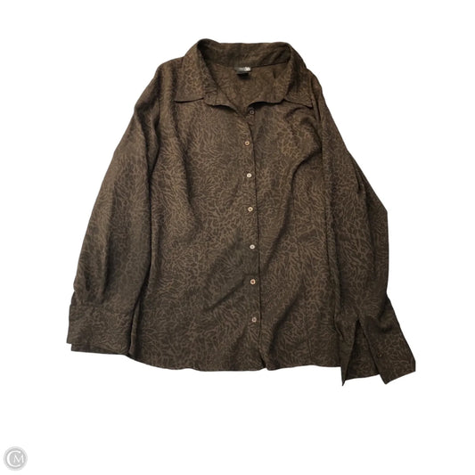 Top Long Sleeve By East 5th In Brown, Size: 2x