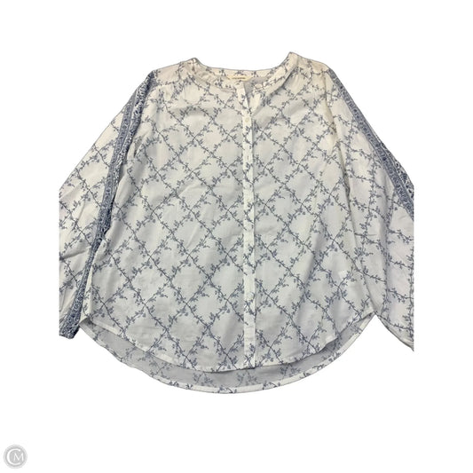 Top Long Sleeve By Lucky Brand In Blue & White, Size: M