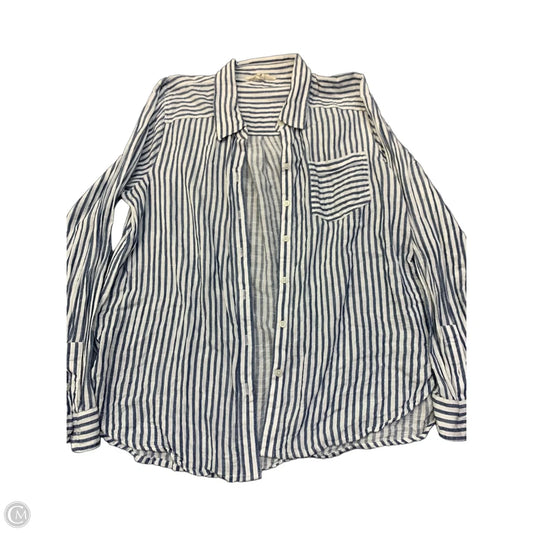 Top Long Sleeve By Lucky Brand In Blue & White, Size: M