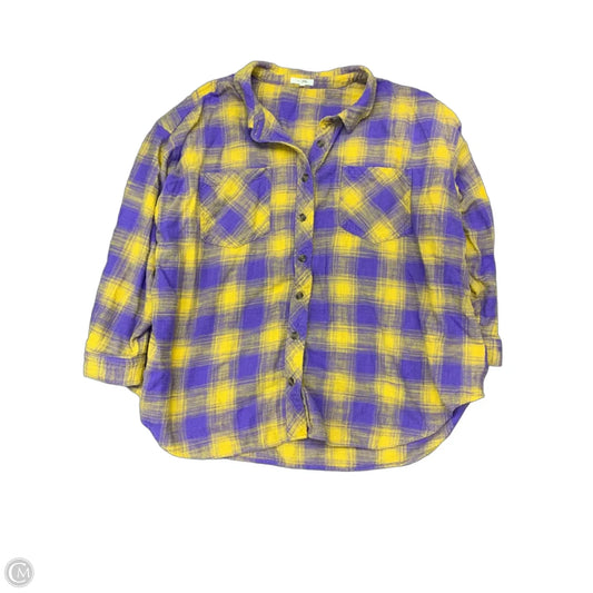 Top Long Sleeve By Maurices In Purple & Yellow, Size: 3x