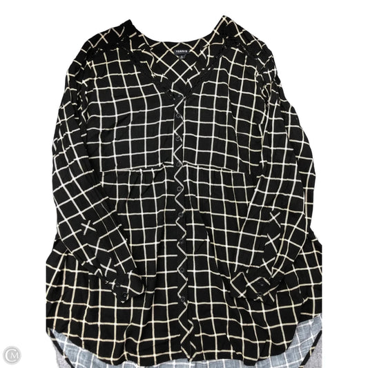 Top Long Sleeve By Torrid In Black & Tan, Size: 3x