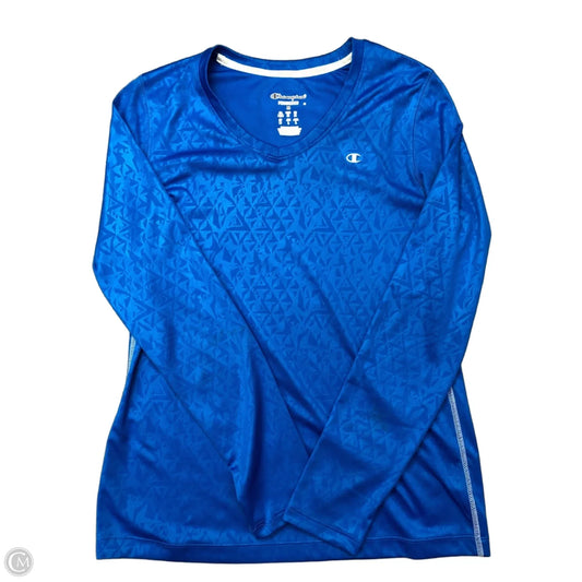 Athletic Top Long Sleeve Crewneck By Champion In Blue, Size: M