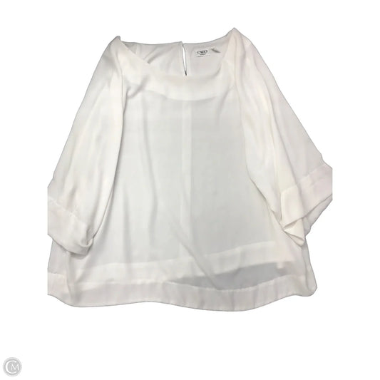 Blouse Long Sleeve By Cato In White, Size: 18