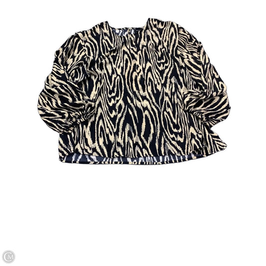 Top Long Sleeve By Who What Wear In Black & Cream, Size: Xxl