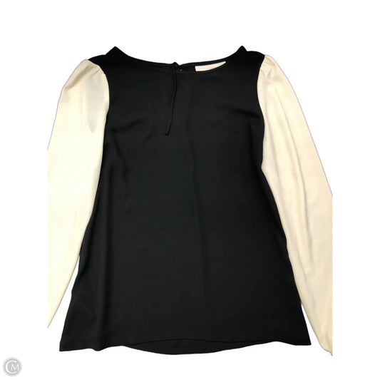 Blouse Long Sleeve By Loft In Black & Cream, Size: S