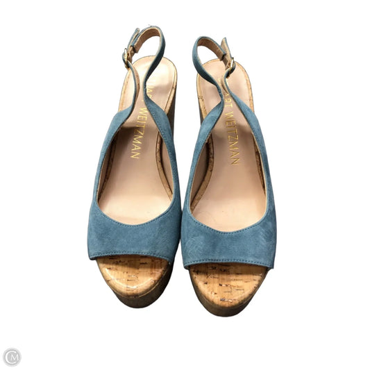 Sandals Heels Wedge By Stuart Weitzman In Blue, Size: 8
