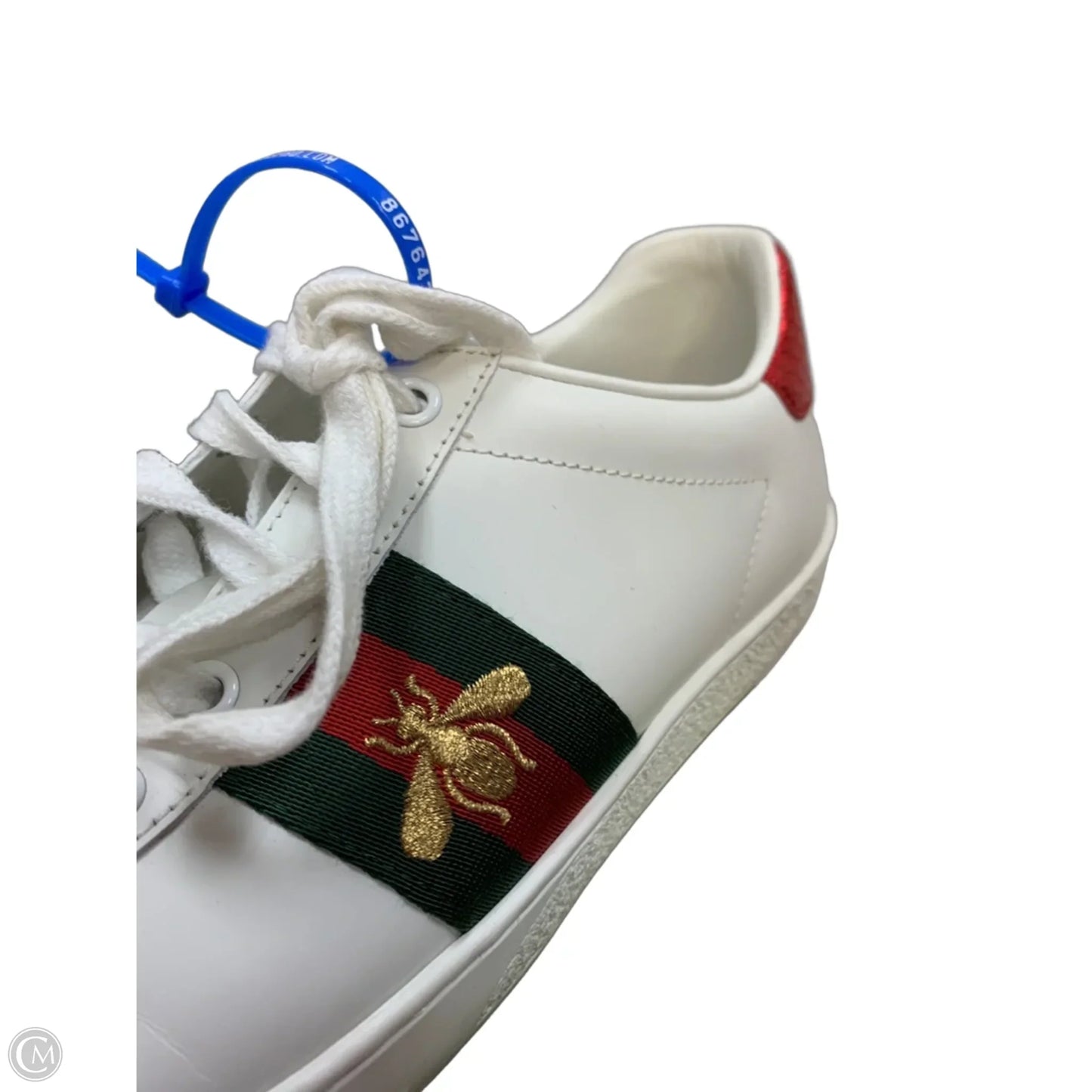 Shoes Luxury Designer By Gucci In Red & White, Size: 10