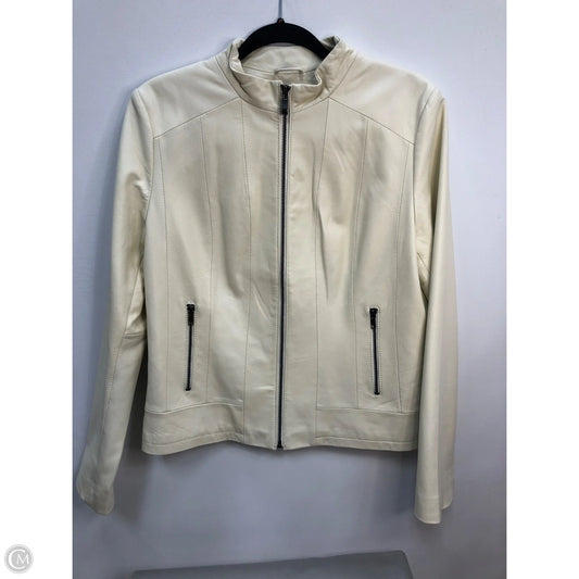 Jacket Leather By Cmc In Cream, Size: L