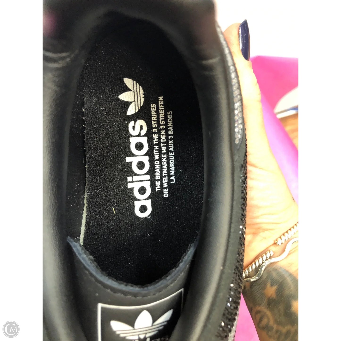 Shoes Sneakers By Adidas In Black & Silver, Size: 8.5