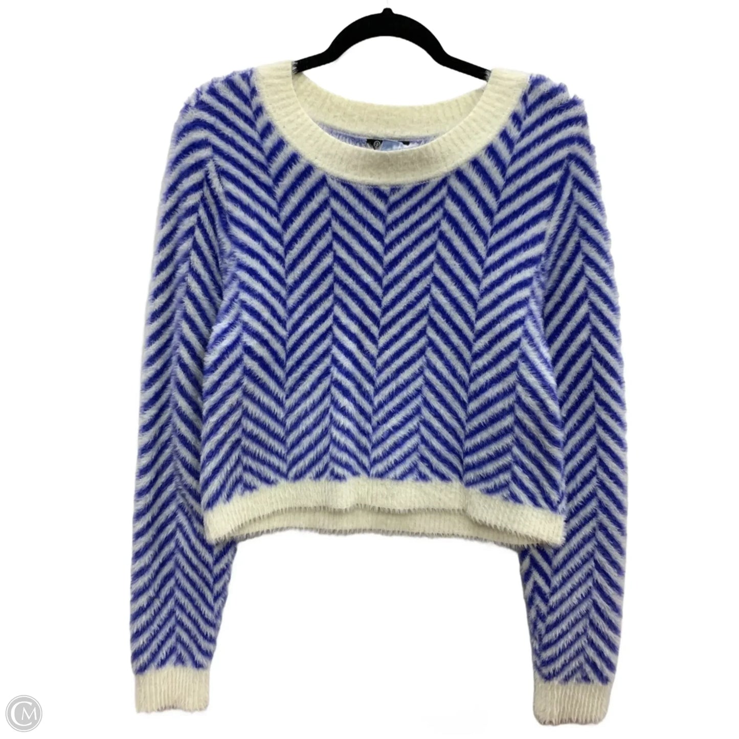 Sweater By Versona In Blue & Cream, Size: L